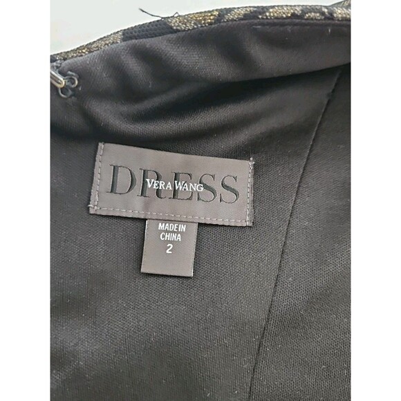 Vera Wang Black & Gold Metallic Brocade Party Cocktail Dress Size 2 Gorgeous! - Picture 12 of 16